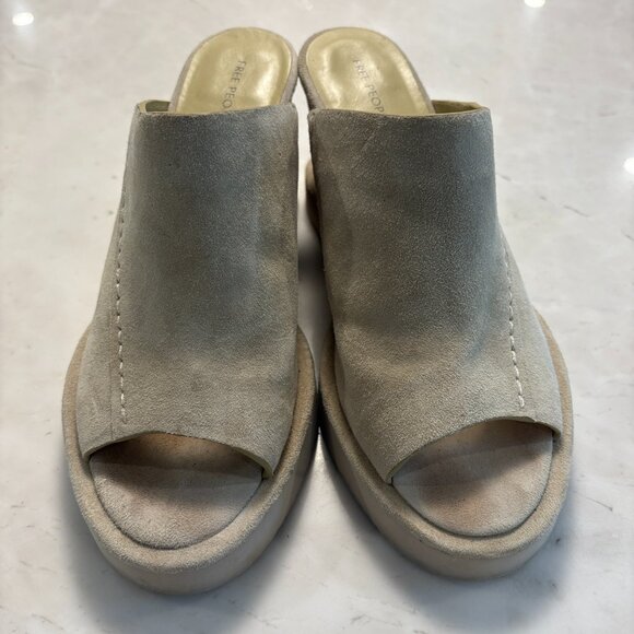 Free People Suede Leather Beige Open Toe Formal Platform Shoes Women's Size 7.5 - Picture 2 of 8